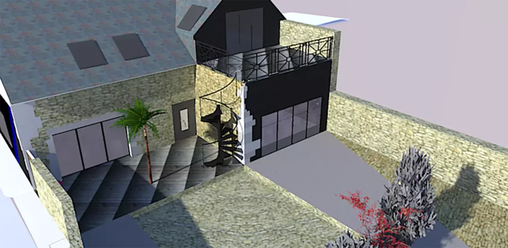 Modélisation 3D facade extérieure maison