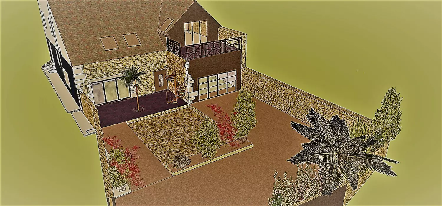 Modélisation 3D facade extérieure maison 2